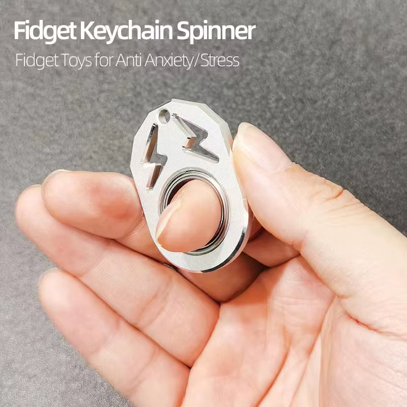 Keychain Fidget Spinner Anxiety Stress Relief Toys Revolve Fingertip Keyring Cool Relieving Boredom Adults & Kids Birthday Gifts